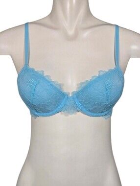 La Senza Women's Light Blue Lace Underwire Bra Adjustable Straps 34B